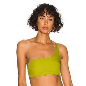 S/W/F One Shoulder Crop Top in Agave Green